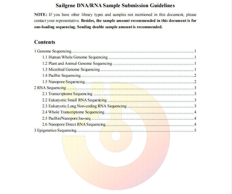 Sailgene DNA＆RNA Sample Submission Guidelines