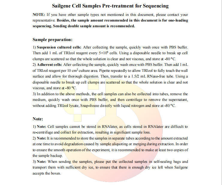 Sailgene Cell Samples Pre-treatment for Sequencing