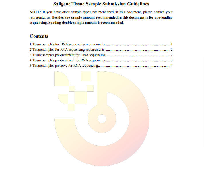 Sailgene Tissue Sample Submission Guidelines
